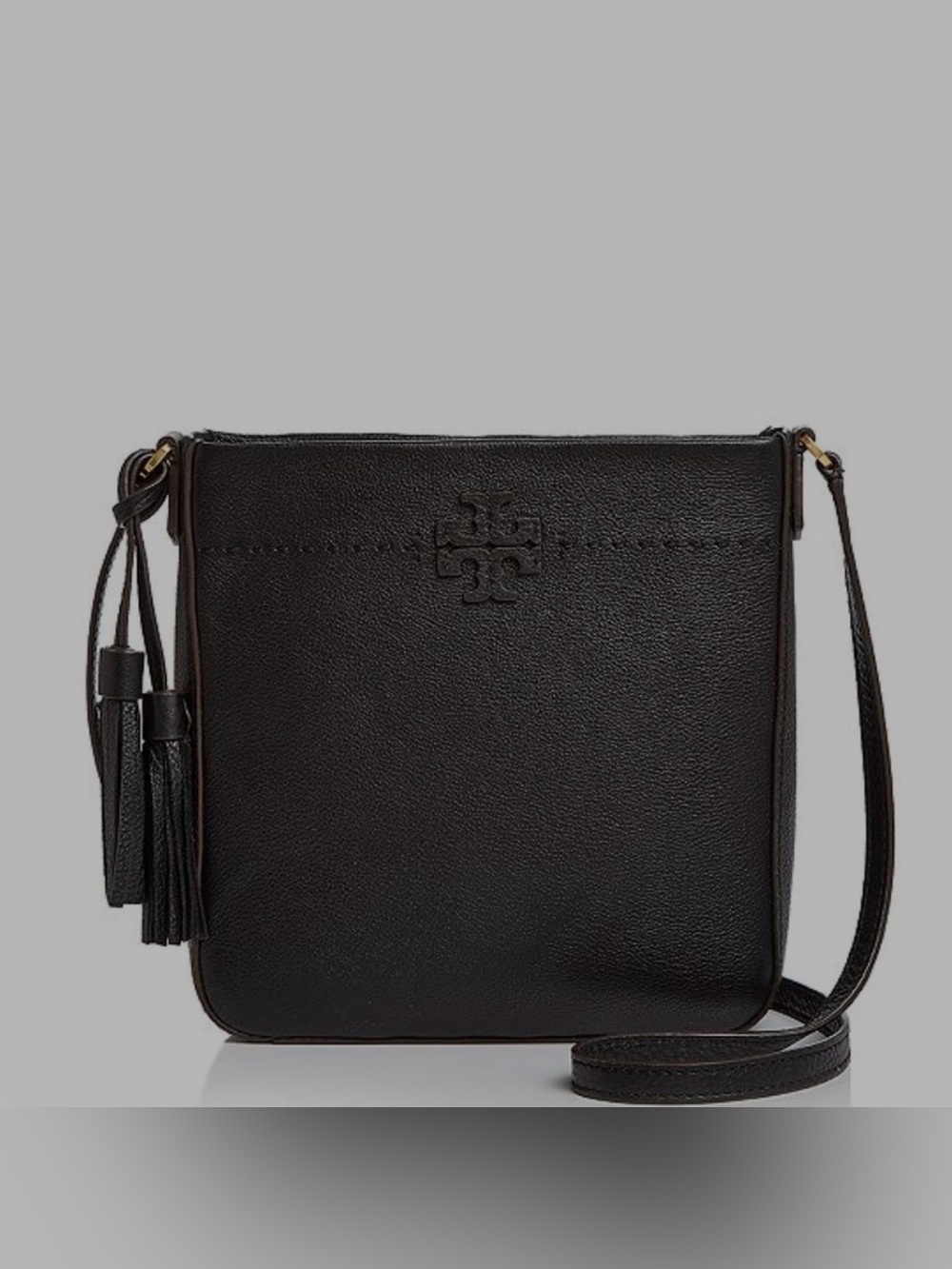 Tory Burch Black Leather Tassel Crossbody